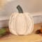 10.5" Small White Wooden Fall Harvest Pumpkin with Stem